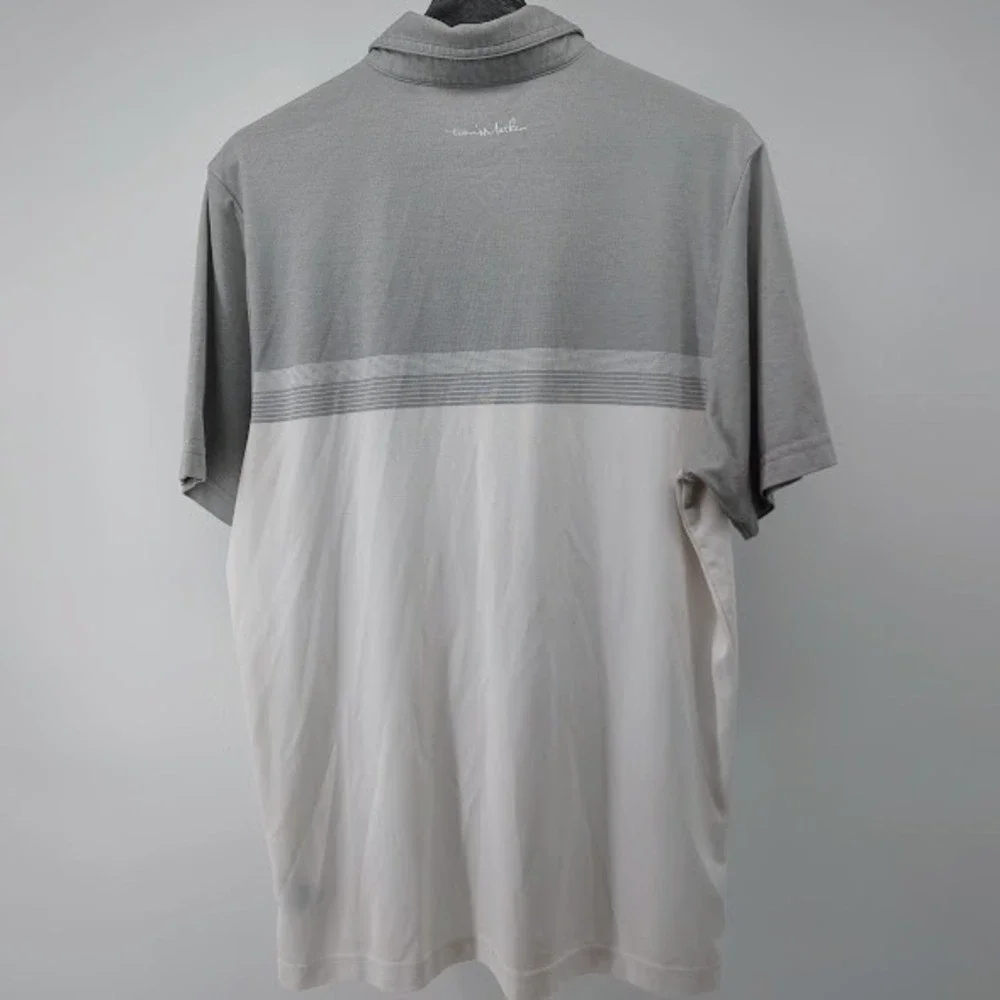 TravisMathew Polo Shirt Men Medium Gray White Colorblock Pocket Golf Casual Golf